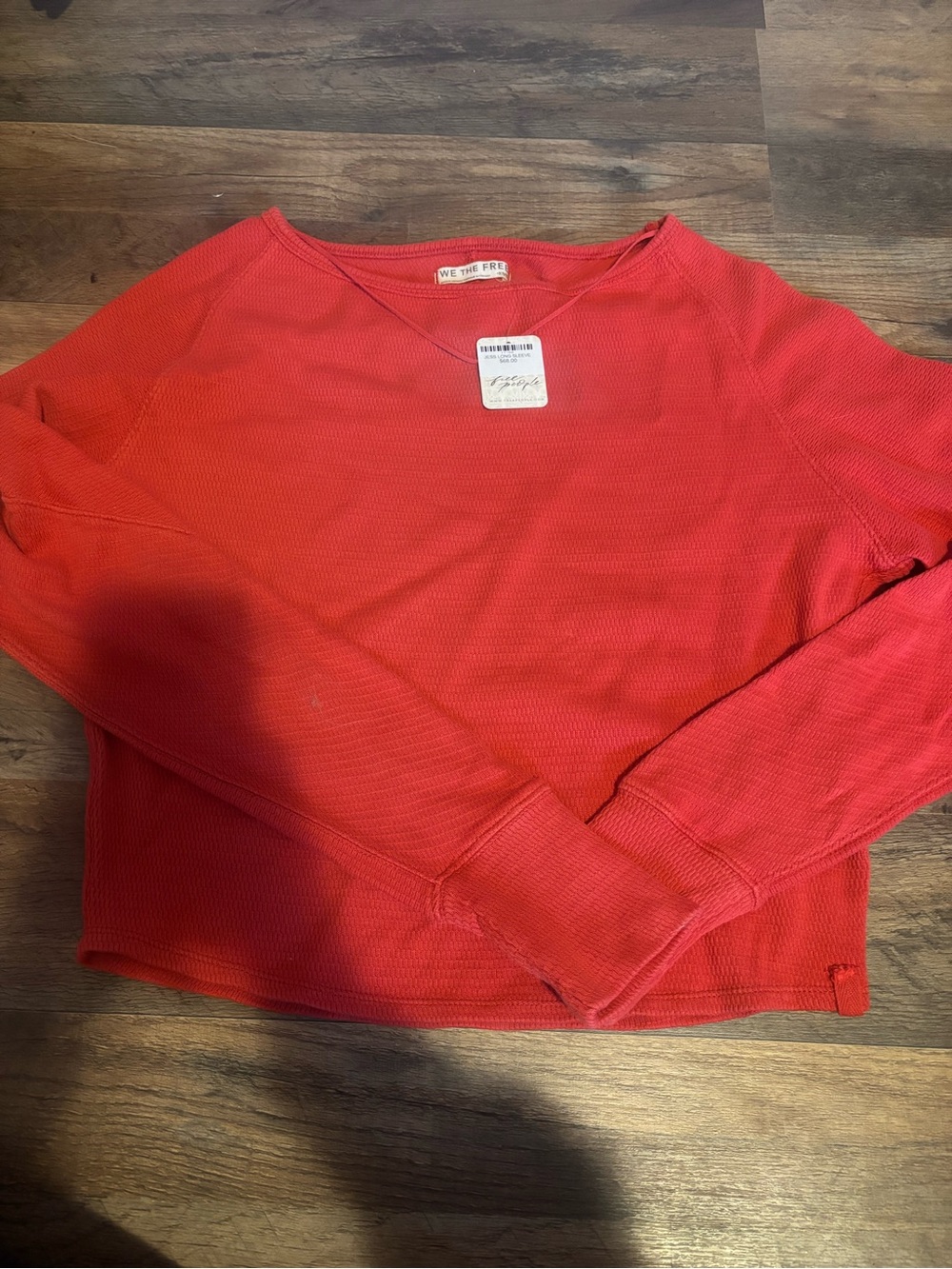 free people We the Free Red Women's Waffle Knit Sweater
